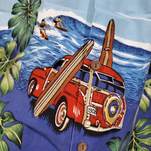 Hawaiian Shirt with Woody and Surfers 🏄‍♀️   🏄‍♂️ 🌊  Hang Ten Aloha Size M - Picture 1 of 9
